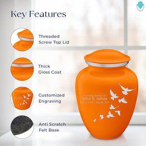 Adult Embrace Burnt Orange Doves Cremation Urn