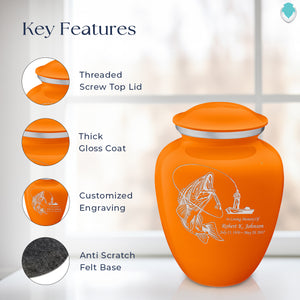 Adult Embrace Burnt Orange Fishing Cremation Urn