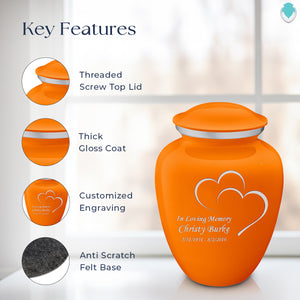 Adult Embrace Burnt Orange Hearts Cremation Urn