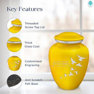 Adult Embrace Yellow Doves Cremation Urn