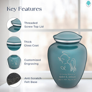 Adult Embrace Teal Angel Cremation Urn