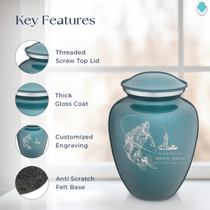 Adult Embrace Teal Fishing Cremation Urn