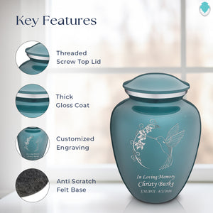 Adult Embrace Teal Hummingbird Cremation Urn