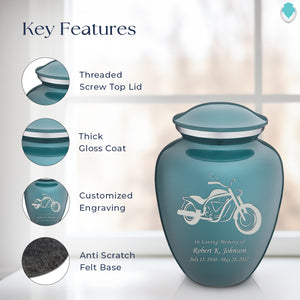 Adult Embrace Teal Motorcycle Cremation Urn