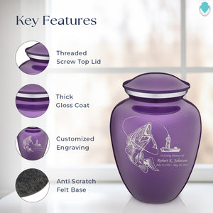 Adult Embrace Purple Fishing Cremation Urn