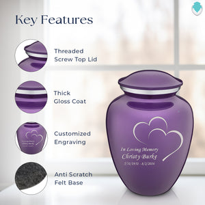 Adult Embrace Purple Hearts Cremation Urn