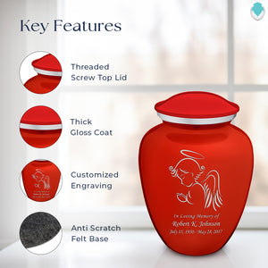 Adult Embrace Bright Red Angel Cremation Urn