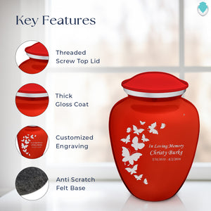 Adult Embrace Bright Red Butterfly Cremation Urn