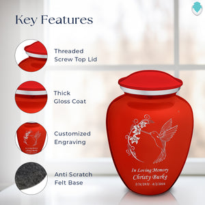 Adult Embrace Bright Red Hummingbird Cremation Urn