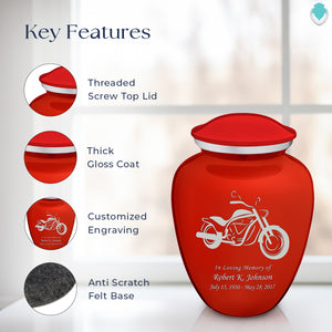 Adult Embrace Bright Red Motorcycle Cremation Urn