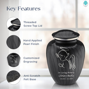 Adult Embrace Pearl Black Angel Cremation Urn