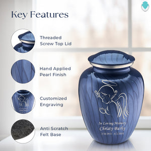 Adult Embrace Pearl Cobalt Blue Angel Cremation Urn