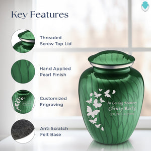 Adult Embrace Pearl Green Butterfly Cremation Urn