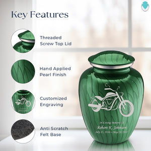 Adult Embrace Pearl Green Motorcycle Cremation Urn