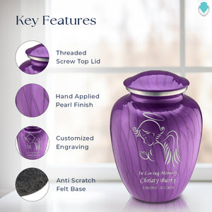 Adult Embrace Pearl Purple Angel Cremation Urn