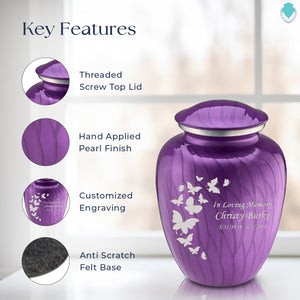 Adult Embrace Pearl Purple Butterfly Cremation Urn