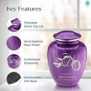 Adult Embrace Pearl Purple Motorcycle Cremation Urn