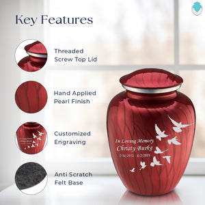 Adult Embrace Pearl Candy Red Doves Cremation Urn