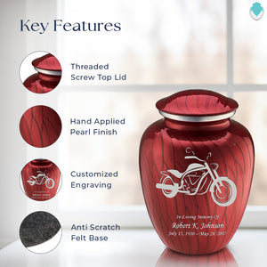 Adult Embrace Pearl Candy Red Motorcycle Cremation Urn