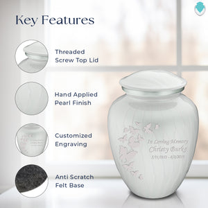 Adult Embrace Pearl White Butterfly Cremation Urn