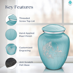 Adult Embrace Pearl Light Blue Fishing Cremation Urn