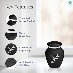 Keepsake Embrace Black Doves Cremation Urn