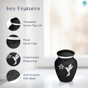 Keepsake Embrace Black Hummingbird Cremation Urn