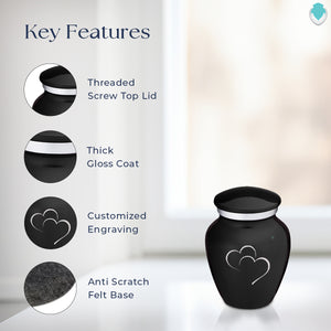 Keepsake Embrace Black Hearts Cremation Urn