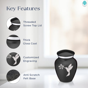 Keepsake Embrace Charcoal Hummingbird Cremation Urn