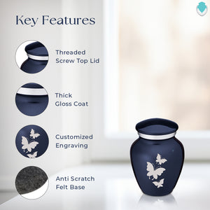 Keepsake Embrace Cobalt Butterflies Cremation Urn