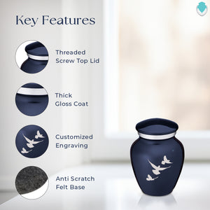 Keepsake Embrace Cobalt Blue Doves Cremation Urn