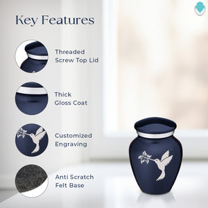 Keepsake Embrace Cobalt Blue Hummingbird Cremation Urn