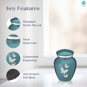 Keepsake Embrace Teal Butterflies Cremation Urn