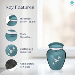 Keepsake Embrace Teal Doves Cremation Urn