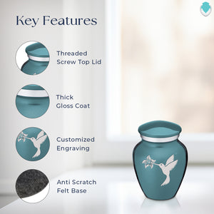 Keepsake Embrace Teal Hummingbird Cremation Urn