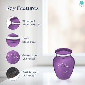 Keepsake Embrace Purple Hearts Cremation Urn