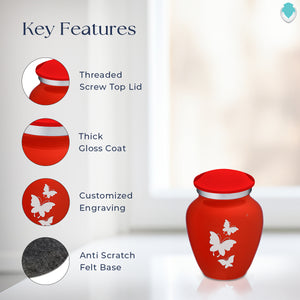 Keepsake Embrace Bright Red Butterflies Cremation Urn