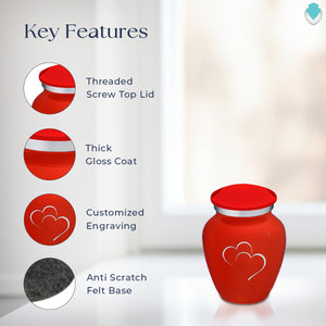 Keepsake Embrace Bright Red Hearts Cremation Urn