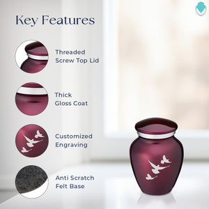 Keepsake Embrace Cherry Purple Doves Cremation Urn