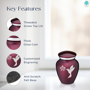 Keepsake Embrace Cherry Purple Hummingbird Cremation Urn