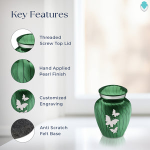 Keepsake Embrace Pearl Green Butterflies Cremation Urn