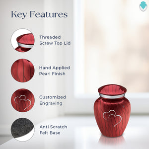 Keepsake Embrace Pearl Candy Red Hearts Cremation Urn