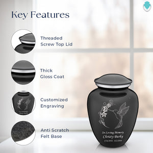 Medium Embrace Charcoal Hummingbird Cremation Urn