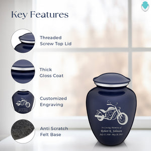 Medium Embrace Cobalt Blue Motorcycle Cremation Urn