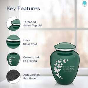 Medium Embrace Green Butterfly Cremation Urn