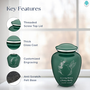 Medium Embrace Green Hummingbird Cremation Urn