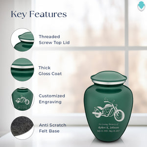 Medium Embrace Green Motorcycle Cremation Urn