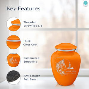 Medium Embrace Burnt Orange Fishing Cremation Urn