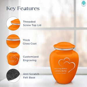 Medium Embrace Burnt Orange Hearts Cremation Urn