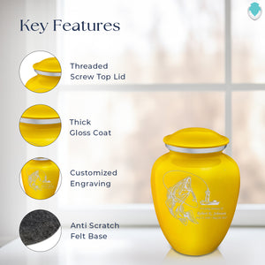 Medium Embrace Yellow Fishing Cremation Urn